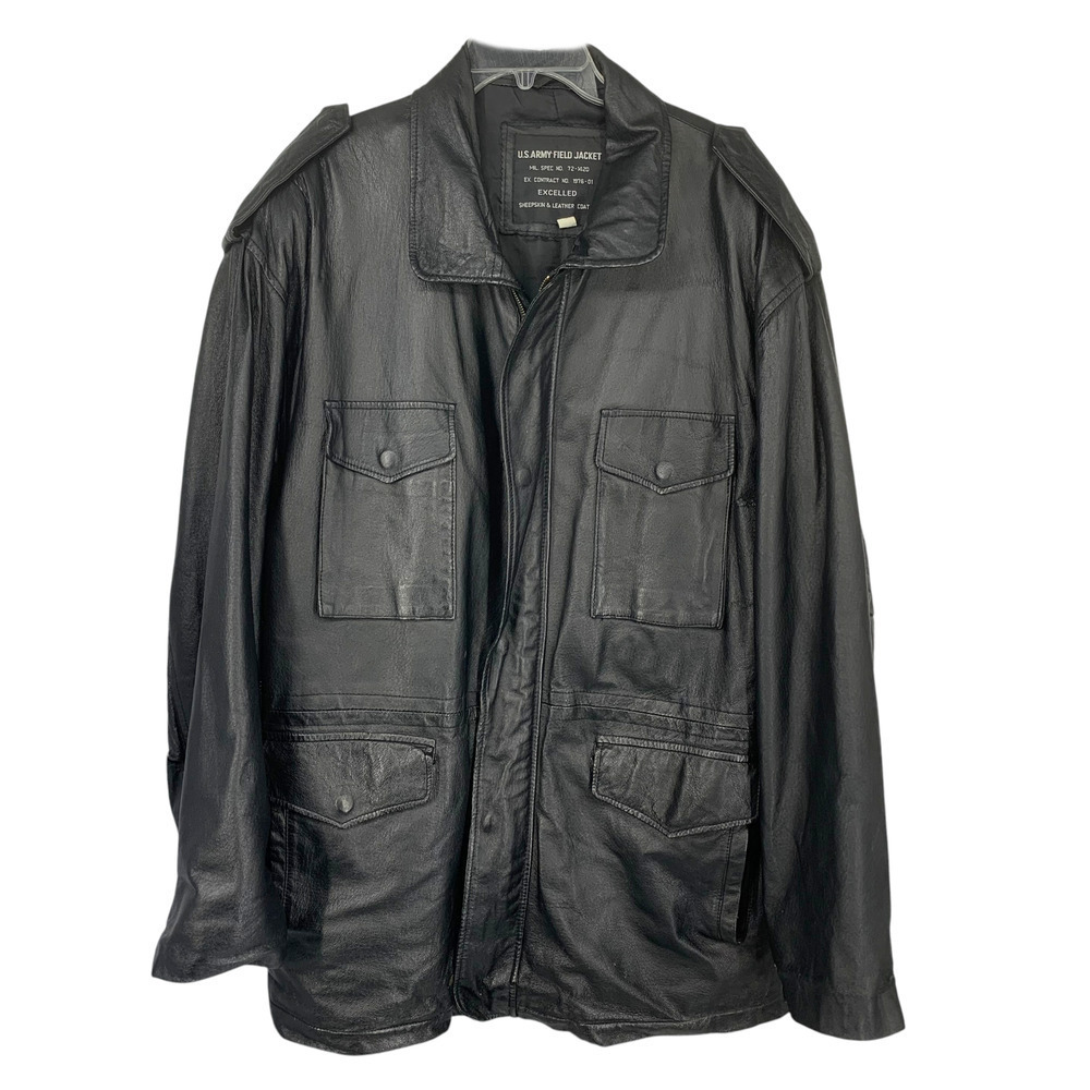 Vintage 1970's Excelled U.S. Army Leather Field Jacket 72-1420 Sz LT Vietnam Era - Picture 2 of 9